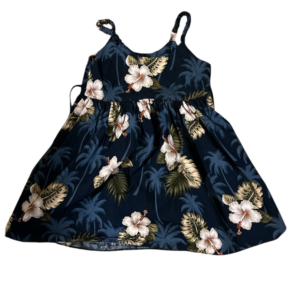 pacific legend apparel orchid hawaii size 7-8 navy floral little girl dress